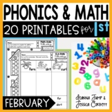 FIRST GRADE Math & ELA Worksheets FEBRUARY