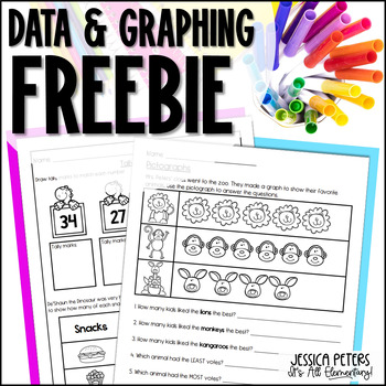 Preview of Data and Graphing Worksheets | Bar Graphs, Pictographs, Tally Charts | FREEBIE