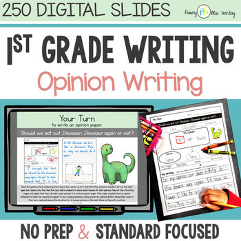 Preview of FIRST GRADE EXPLICIT OPINION WRITING CURRICULUM WITH PROMPTS
