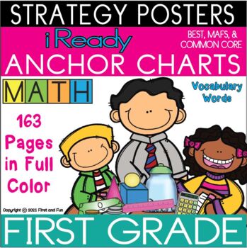 Preview of FIRST GRADE STRATEGY POSTERS ANCHOR CHARTS AND VOCABULARY WORD iREADY MATH