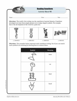 worksheets writing activities cuneiform sumerian preview history