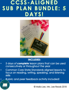 Preview of FIVE DAYS OF CCSS-ALIGNED SUB PLANS