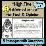 “High Five” High Interest Articles for Fact and Opinion wi