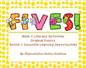 Preview of FIVES! Bumblebees Original Poetry: Math and Literacy Activities, Center