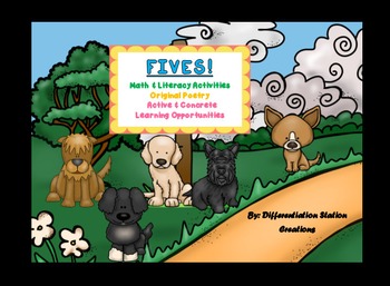 Preview of FIVES! Puppies Original Poetry: Math & Literacy, Centers