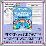 FIXED vs GROWTH MINDSET Reading Comprehension Worksheets f
