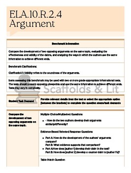 Preview of FL BEST ELA Grade 10 ELA.10.R.2.4 Argument FAST Question Stems