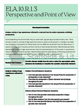 Preview of FL BEST Grade 10 ELA.10.R.1.3 Perspective & Point of View FAST Question Stems