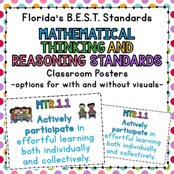 Preview of FL BEST Math Thinking and Reasoning (MTR) Standards Colorful Posters