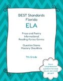 FL BEST Standards - Question Stems & Data Tracking - ELA |