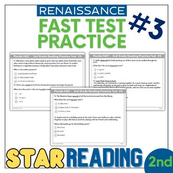 Preview of FL FAST STAR Reading Practice Test Prep # 3 - 34 Questions - 2nd Grade