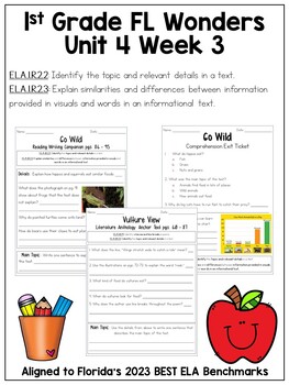 Preview of FL Wonders Unit 4 Week 3 Comprehension Qs / Main Topic / Poetry