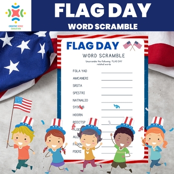 Preview of FLAG DAY Word Scramble Vocabulary Spelling Quiz