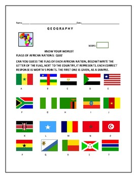 Preview of FLAGS OF AFRICA: A QUIZ