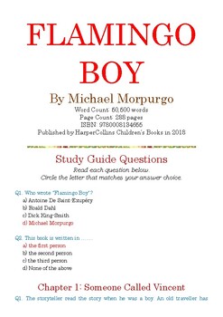 Preview of FLAMINGO BOY by Michael Morpurgo; Multiple-Choice Study Guide Quiz w/Answer Key