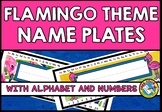 FLAMINGO THEME NAME TAGS OR PLATES WITH NUMBER LINE & ALPH