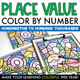 100th Day of School Place Value Color by Number Activities