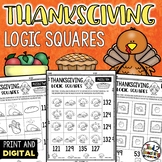 Thanksgiving Math Logic Square Puzzles