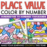 Valentine's Day Coloring Pages Place Value Color by Number