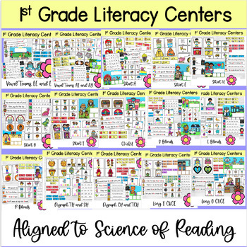 Preview of 1st Grade Phonics Science of Reading Literacy Centers YEARLONG Bundle