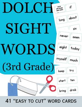 Preview of FLASH CARDS: Dolch 3rd Grade Sight Words - Easy-to-Cut Word Cards