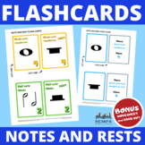 FLASH CARDS - The notes and rest values - BONUS worksheet 