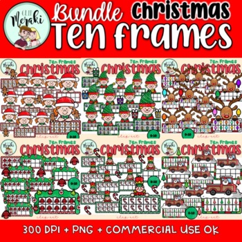 Preview of FLASH DEAL! Christmas Ten frames Clipart GROWING BUNDLE.