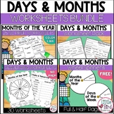 Days of the Week and Months of the Year Worksheets Bundle 