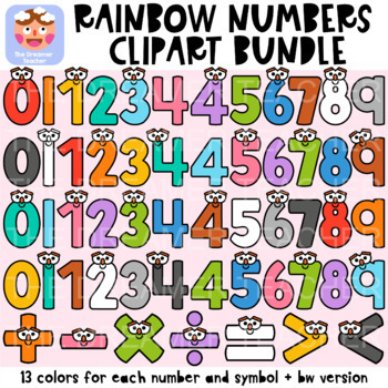 Preview of Rainbow Numbers and Cuties Clipart Bundle