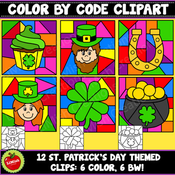 Preview of St. Patrick's Day Color By Code Clipart