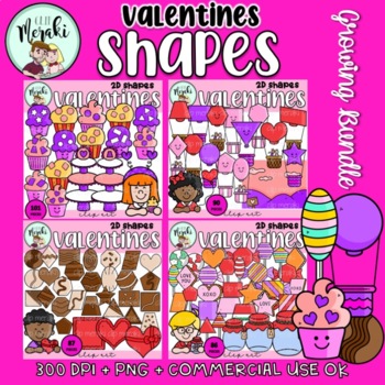 Preview of FLASH DEAL! Valentine's Day 2D SHAPES Clipart GROWING BUNDLE. Formas.