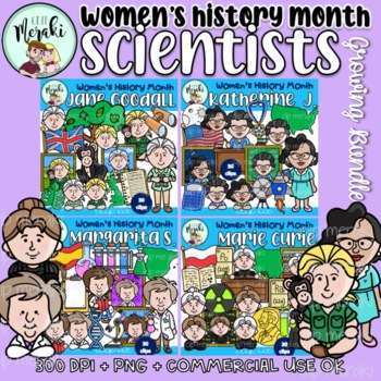 Preview of FLASH DEAL!  Women's History Month Clipart(Scientists) GROWING BUNDLE.