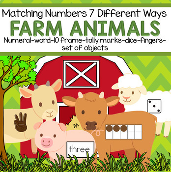Preview of FARM ANIMALS  Center - Matching Numbers 7 Different Ways