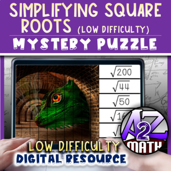 Preview of Simplifying Radicals Square Roots Whole Number Activity Digital Pixel Art