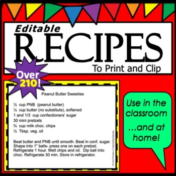 Preview of Recipes  Editable & Printable OVER 210 RECIPE Cards
