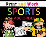 ABC Order Cut and Paste Worksheets - Sports Themed