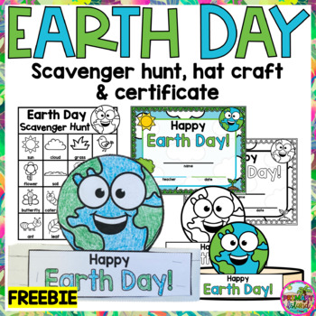 Preview of Earth Day Scavenger Hunt, Hat Craft and Certificate Activities
