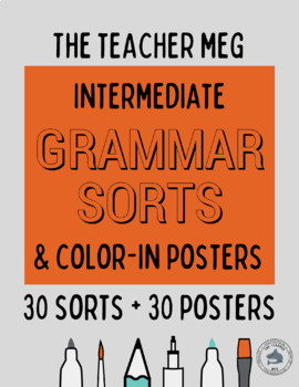 Preview of Grammar Terms Colorable Posters and Sorts (Intermediate 4th-8th)