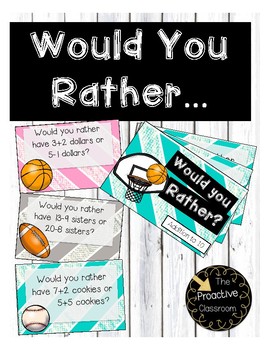 Preview of Math Warm Ups - Would You Rather? - Math Talks