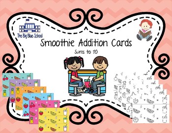 Preview of Smoothie Addition Cards: Sums to 10
