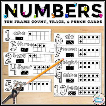 Preview of FLASH FREEBIE Ten Frame Counting Punch Cards Fine Motor Math Centers Activity