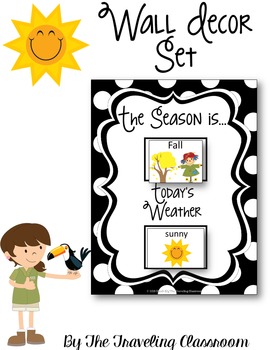 Preview of Weather & Seasons Set - Black & White Polka Dot Theme