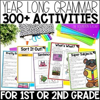 Preview of 1st or 2nd Grade Grammar Posters, Worksheets and Activities