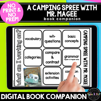Preview of No Print Speech Therapy Book Companion: A Camping Spree with Mr. Magee
