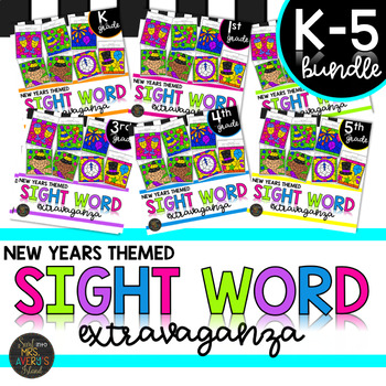 Preview of Color by Code Sight Word Activities New Years K-5th Differentiated