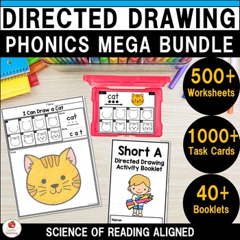 Preview of FLASH SALE Phonics Directed Drawing Mega Bundle | Directed Drawing Worksheets