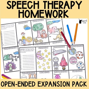 Preview of Speech Therapy Homework Color Sheets Themed Expansion Pack