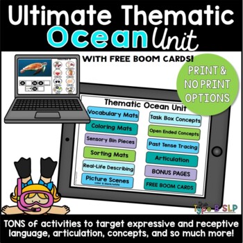 Preview of Ultimate Thematic OCEAN UNIT for Speech Therapy | BONUS BOOM CARDS!