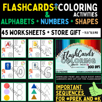 Preview of FLASHCARDS [ Colors activities] ALPHABETS - NUMBERS - SHAPES + BONUS