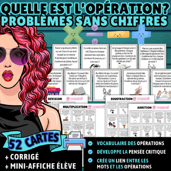 Preview of FLASHCARDS | OPERATIONS | NO NUMBERS | WRITTEN PROBLEMS | PROBLÈMES ÉCRITS